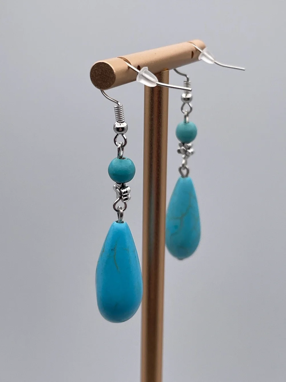 Turquoise Water Drop Shape Dangle Earrings - Picture 10 of 12